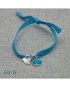 Bracelet religieux colombe en nacre et médaille vierge turquoise sur lien elastique 