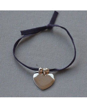 Bracelet breloques à graver médaille ou coeur sur lien elastique