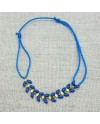 Bracelet epi émaillé bleu vif sur lien coton ajustable
