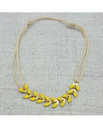 Bracelet epi émaillé jaune sur lien coton ajustable