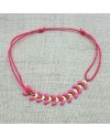 Bracelet epi émaillé rose fushia sur lien coton ajustable
