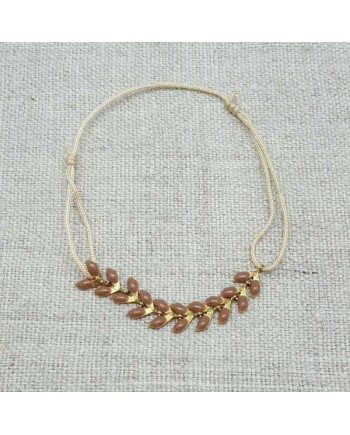 Bracelet epi émaillé taupe sur lien coton ajustable