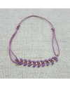 Bracelet epi émaillé parme sur lien coton ajustable
