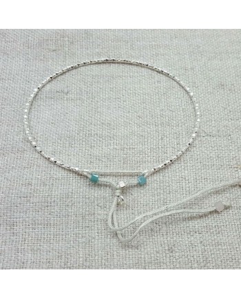 Jonc martelé Argent lien ajustable