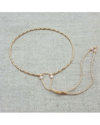 Jonc martelé Plaqué Or lien ajustable