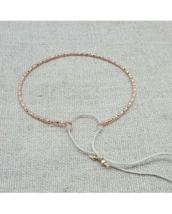 Jonc martelé Plaqué Or rose lien ajustable
