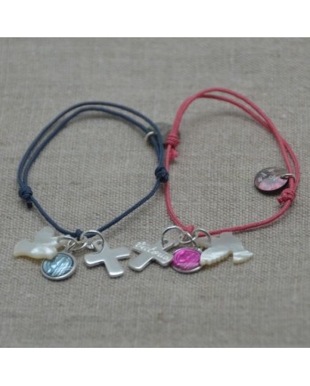Bracelet colombe et croix argent
