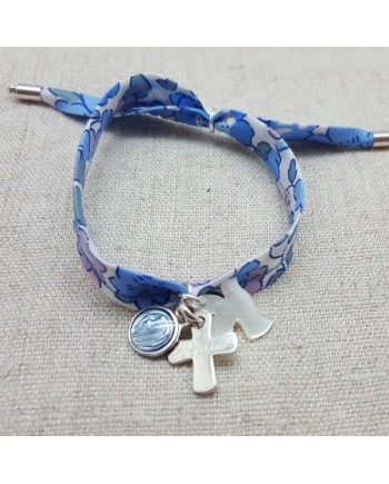 Bracelet liberty colombe et croix argent