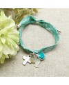 Bracelet liberty colombe et croix argent
