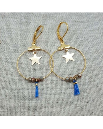 Boucle d'oreille creole et perles 