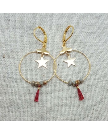 Boucle d'oreille creole et perles 