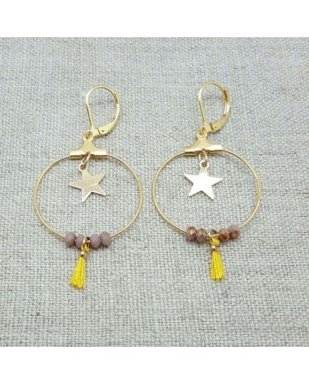 Boucle d'oreille creole et perles 