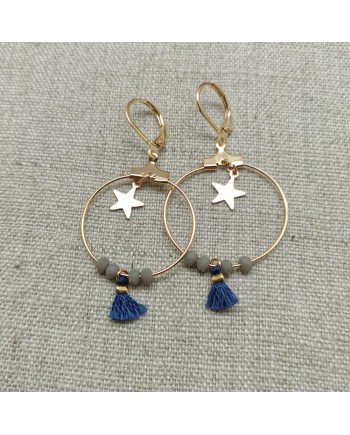 Boucle d'oreille creole et perles 