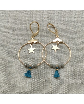 Boucle d'oreille creole et perles 