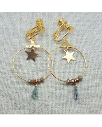 Boucle d'oreille creole et perles 