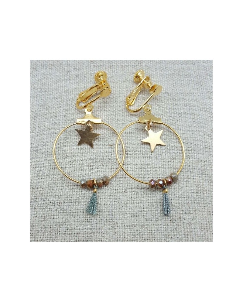 Boucle d'oreille creole et perles 