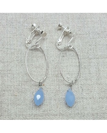 Boucle d'oreille ovales et perles