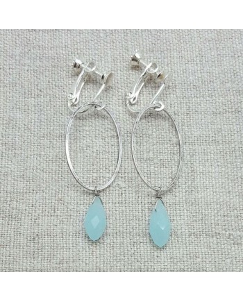 Boucle d'oreille ovales et perles