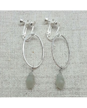 Boucle d'oreille ovales et perles
