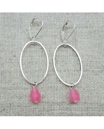 Boucle d'oreille ovales et perles