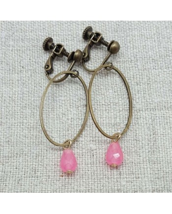 Boucle d'oreille ovales et perles