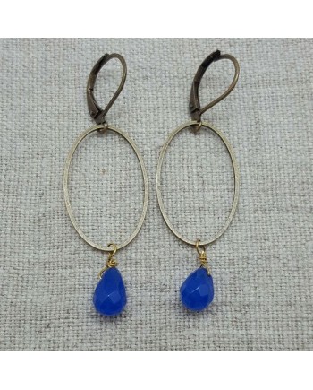 Boucle d'oreille ovales et perles