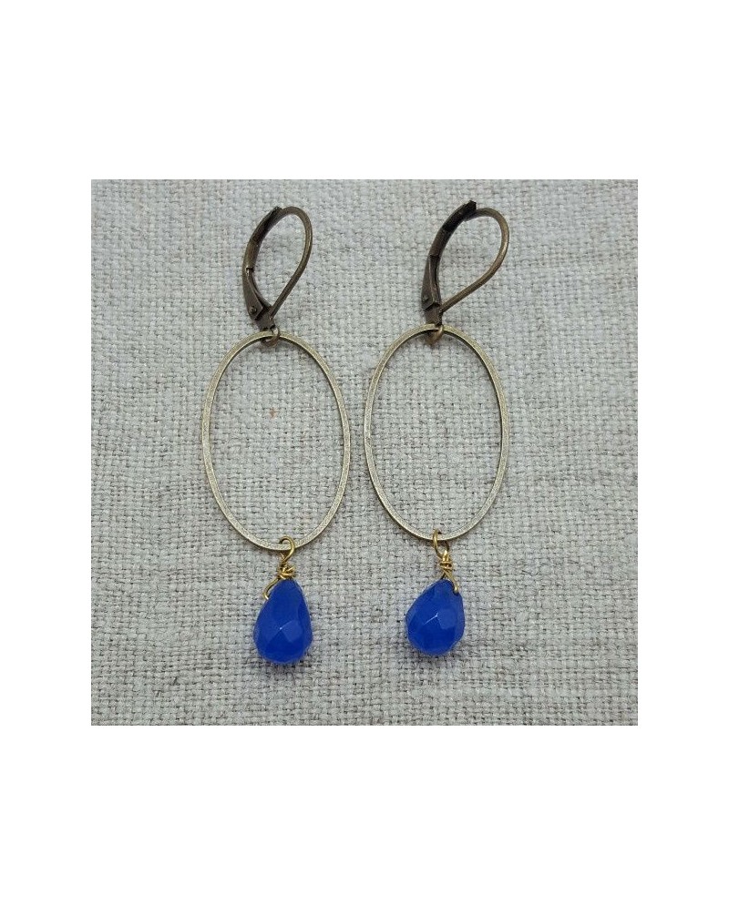 Boucle d'oreille ovales et perles