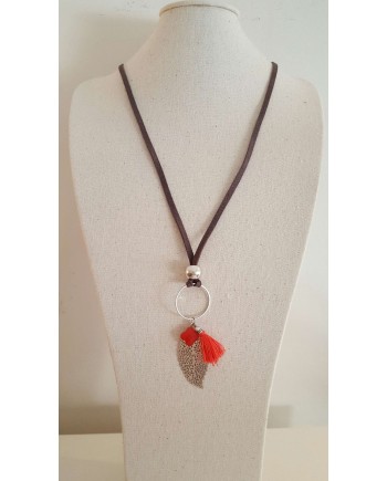 sautoir plume argentée