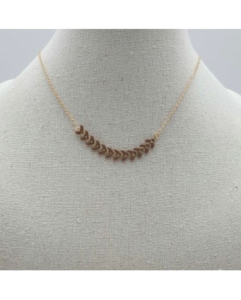 Collier maille épi horyzontale avec une chaîne plaqué Or 