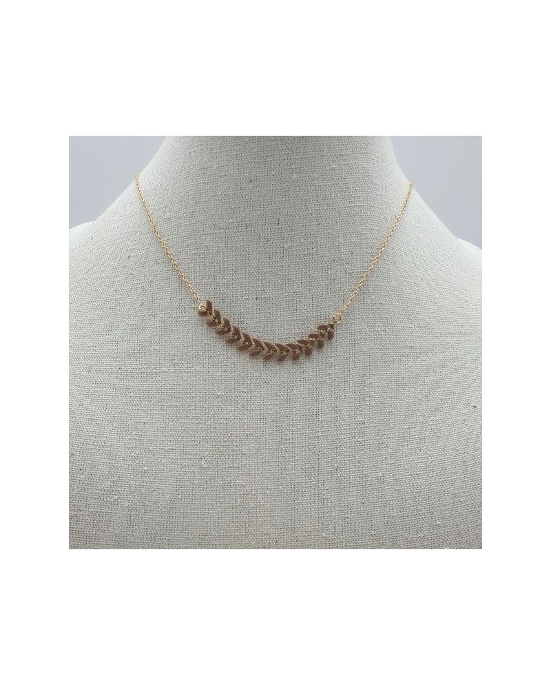 Collier maille épi horyzontale avec une chaîne plaqué Or 