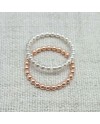 Bague fine perlée Argent et plaqué Or rose 