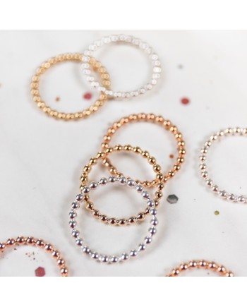 Bague fine perlée Plaqué Or, plaqué Or rose et Argent