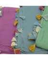 Foulard coton et pompons multicolores