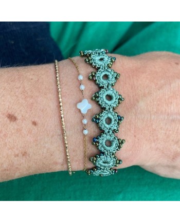 bracelet manchette fine perle fin