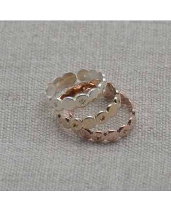 Bague Argent, plaqué Or jaune ou rose  motif rond taille ajustable