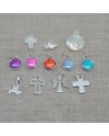 gamme de breloques religieuses en argent, nacre et vierges émaillées