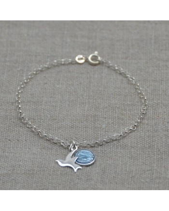 Chaîne Argent avec breloques colombe et vierge émaillée