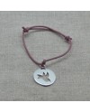 Bracelet cible colombe argent sur lien coton ajustable