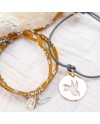 Bracelet cible colombe argent sur lien coton ajustable