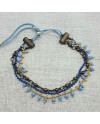 bracelets multirangs 3 chaînes colorées bleu