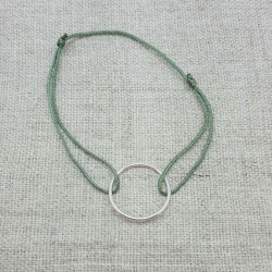 Bracelet Argent ou Plaqué Or avec petit motif sur lien coton ajustable