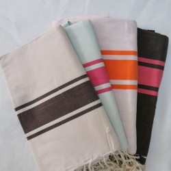 foutas unies à bande blanche, large choix de couleurs, 1m sur 2m coton
