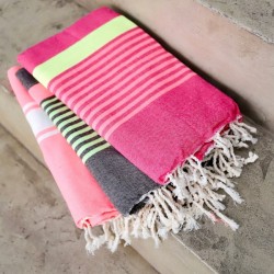 Foutas rayées lisses ou nid d'abeille, 1m sur 2m, 100% coton 