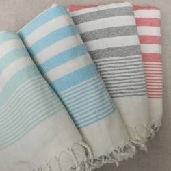 Gamme de fouta doublée éponge, un côté en coton et un côté en bouclette